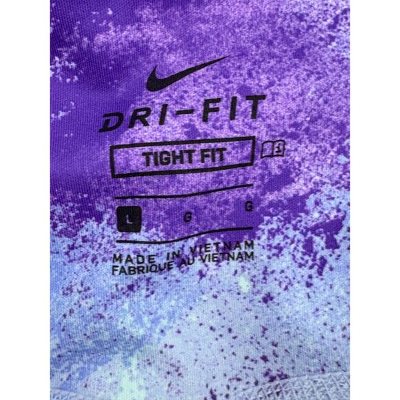 Nike Dri Fit Tight Fit Girls Tie Dye Printed Leggings Purple Blue sz L Stardust - Picture 8 of 13
